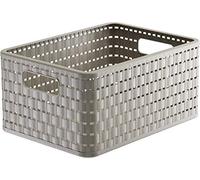 Rotho Country Caja de almacenamiento 11l en rattan-look, Plástico (PP) sin BPA, capuchino, A5+/11l (32.8 x 23.8 x 16.0 cm)