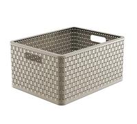 Rotho Country Caja de almacenamiento 28l en aspecto de ratán, Plástico (PP) sin BPA, capuchino, A4+/28l (43.0 x 33.0 x 21.5 cm)