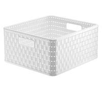 Rotho Country Caja de almacenamiento de 14l en apariencia de ratán, Plástico (PP) sin BPA, blanco, 14l (32.8 x 30.0 x 16.0 cm)