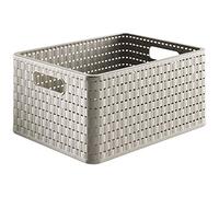 Rotho Country Caja de almacenamiento de 18 litros en aspecto de ratán, Plástico (PP) sin BPA, capuchino, A4/18l (36.8 x 27.8 x 19.1 cm)