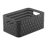 Rotho Country Caja de almacenamiento de 4l en aspecto de ratán, Plástico (PP) sin BPA, antracita, A6+/4l (23.7 x 15.8 x 10.8 cm)