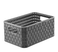 Rotho Country Caja de almacenamiento de 6l en aspecto de ratán, Plástico (PP) sin BPA, antracita, A5/6l (28.0 x 18.5 x 12.6 cm)