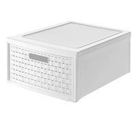Rotho Country Cajón 19.2l con 1 cajón en look de ratán, Plástico (PP) sin BPA, blanco, groß/19.2l (45.0 x 34.0 x 20.0 cm)