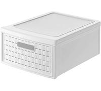 Rotho Country Cajón de 8,3 litros con un cajón en apariencia de ratán., Plástico (PP) sin BPA, blanco, klein/8.3l (35.0 x 26.0 x 14.5 cm)