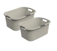 Rotho Country - Juego de 2 cestas para la colada, 40 l, plástico (PP), sin BPA, 40 l (58,0 x 38,9 x 25,1 cm), color beige