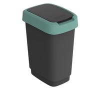 Rotho Cubo oscilante Twist 10 L, color negro y verde