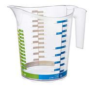 Rotho Domino gran jarra medidora de 2l con escala, Plástico (PP) sin BPA, transparente, 2l (22.1 x 15.4 x 19.3 cm)