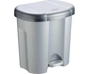 Rotho Duo - Cubo de Basura 2 x 10 L para la Separación de Residuos con Tapa, Plástico (PP) sin BPA, Gris Plateado, 2 x 10 L (39.0 x 32.0 x 40.5 cm)