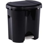 Rotho Duo - Cubo de Basura 2 x 10 L para la Separación de Residuos con Tapa y Pedal, Plástico (PP) sin BPA, Negro, 2 x 10 L (39.0 x 32.0 x 40.5 cm)