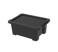 Rotho Evo Easy Caja de almacenamiento 11l con tapa, Plástico (PP reciclado), negro, 11l (39.0 x 28.0 x 16.0 cm)