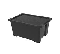 Rotho Evo Easy Caja de almacenamiento 44l con tapa, Plástico (PP reciclado), negro, 44l (58.5 x 39.0 x 27.9 cm)