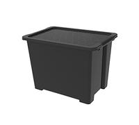 Rotho Evo Easy Caja de almacenamiento 65l con tapa, Plástico (PP reciclado), negro, 65l (58.5 x 39.0 x 41.2 cm)
