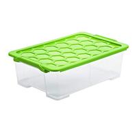 Rotho Evo Safe Keeping - Caja de Almacenamiento de 30 L con Tapa, Plástico (PP) sin BPA, Transparente/Verde, 30 L (59.0 x 39.5 x 18.5 cm)