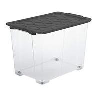 Rotho Evo Safe Keeping - Caja de Almacenamiento de 65 L con Tapa y Ruedas, Plástico Alimentario (PP) sin BPA, Gris Antracita, 65 L (59.0 x 39.5 x 41.2 cm)