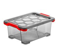 Rotho Evo Total Protection, Caja de almacenamiento 11l con tapa, Plástico PP sin BPA, antracita, rojo, 11l 39.3 x 28.3 x 16.0 cm