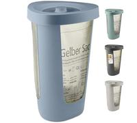 Rotho Fabu Soporte para bolsas de basura Bolsa amarilla con tapa, Plástico (PP reciclado), azul, (40.0 x 40.0 x 62.1 cm)