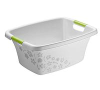 Rotho Flowers Bañera de lavandería de 25l con 2 asas, Plástico (PP) sin BPA, gris, 25l (50.5 x 38.3 x 21.8 cm)