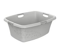 Rotho Flowers Bañera de lavandería de 50l con 4 asas, Plástico (PP) sin BPA, gris, 50l (65.1 x 48.6 x 26.2 cm)