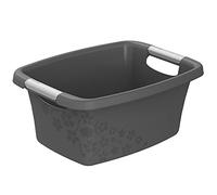 Rotho Flowers Cesta de la ropa 12l, Plástico (PP) sin BPA, antracita, 12l (39.5 x 29.4 x 17.5 cm)