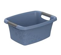 Rotho Flowers Cesta de la ropa 12l, Plástico (PP) sin BPA, azul, 12l (39.5 x 29.4 x 17.5 cm)