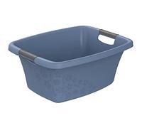 Rotho Flowers Cesta de la ropa 25l, Plástico (PP) sin BPA, azul, 25l (50.5 x 38.3 x 21.8 cm)
