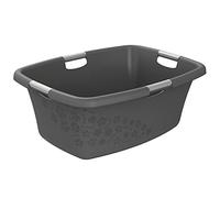Rotho Flowers Cesta de la ropa 50l, Plástico (PP) sin BPA, antracita, 50l (65.1 x 48.6 x 26.2 cm)