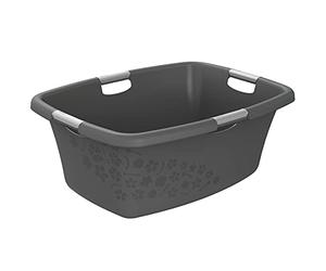 Rotho Flowers Cesta de la ropa 50l, Plástico (PP) sin BPA, antracita, 50l (65.1 x 48.6 x 26.2 cm)