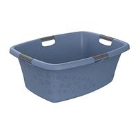 Rotho Flowers Cesta de la ropa 50l, Plástico (PP) sin BPA, azul, 50l (65.1 x 48.6 x 26.2 cm)