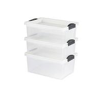 Rotho Jive Dome - Juego de 3 cajas de almacenaje (38 l, plástico (PP), sin BPA, 3 x 38 l, 58,3 x 40,5 x 35,6 cm), color blanco y transparente
