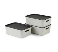 Jive Dekobox Lote de 3 cajas de 10l con tapa, Plástico (PP reciclado), 10l (37.5 x 27.8 x 13.5 cm)