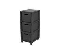 Rotho Jive Tower black Cajonera móvil con 3 cajones, 3 x 16l (37.9 x 30.4 x 32.9 cm)