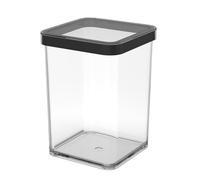 Rotho Loft - Tarro cuadrado con tapa y junta, apto para alimentos, caja de almacenamiento, utensilios de cocina, organizador, plástico (SAN), sin BPA, transparente/negro (1 L cuadrado)