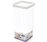 Rotho Loft caja de almacenamiento cuadrada de 1.5l con tapa y sello, Plástico (SAN) libre de BPA, transparente/blanco, 1.5l (10.0 x 10.0 x 21.4 cm)