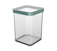 Rotho Loft Caja de Almacenamiento Hermética 1 l, Plástico SAN sin BPA, con Tapa y Sellado, Transparente con Anillo Turquesa, 10x10x14,2 cm, Fabricada en Suiza