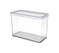 Rotho Loft caja de almacenamiento rectangular de 2,1 l con tapa y sello, Plástico (SAN) libre de BPA, transparente/blanco, 2.1l (20.0 x 10.0 x 14.2 cm)