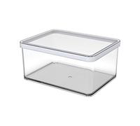 Rotho Loft caja de almacenamiento rectangular de 2,25 l con tapa y sello, Plástico (SAN) libre de BPA, transparente/blanco, 2.25l (20.0 x 15.0 x 9.6 cm)