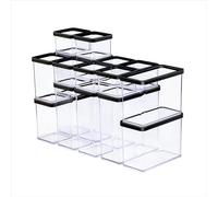 Rotho Loft juego de 19 recipientes para alimentos con tapa, apilables, herméticos al aroma, aptos para lavavajillas, transparente/negro