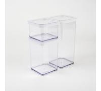 Rotho Loft Juego de 3 Tarros de Almacenamiento Herméticos - Plástico sin | Botes de 0.5, 1 y 1.5 l. Diseño transparente y apilable para despensa. Plástico SAN fabricado en Suiza, para alimentos secos.