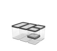Rotho Loft - Juego de 5 latas de almacenamiento, plástico (PP), sin BPA, transparentes, (32,3 x 22,3 x 16,6 cm)