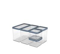 Rotho Loft - Juego de 5 latas de almacenamiento, plástico (PP), sin BPA, transparentes, (32,3 x 22,3 x 16,6 cm)