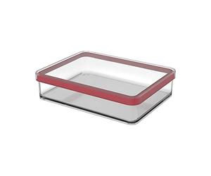 Rotho Loft lata de almacenamiento rectangular de 1l con tapa y sello, Plástico (SAN) libre de BPA, transparente/rojo, 1l (20.0 x 15.0 x 4.8 cm)