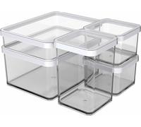 Rotho LOFT Set de 5 Botes Herméticos y Recipientes para Cocina y Despensa | Plástico SAN sin BPA de 0,5l, 1,0l y 2,25l con sello de TPE. Diseño apilable, apto para lavavajillas. Fabricado en Suiza.