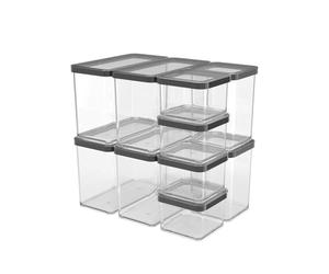 Rotho Loft Set de latas de almacenaje 10 uds. LOFT, Plástico (PP) sin BPA, negro, (32.3 x 22.3 x 32.4 cm)
