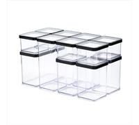 Rotho LOFT Set de recipientes 12 piezas, Plástico, transparente/negro, 1x 2,1 l, 3x 1,5l, 3x 1,0 l, 5x 0,5 l