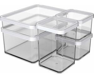 Rotho Loft Set Premium Latas 5pcs LOFT, plástico, blanco/transparente, (26 x 21 x 15,5 cm)
