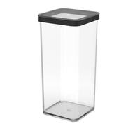 Rotho Loft - Tarro de almacenamiento cuadrado con tapa y junta, apto para alimentos, utensilios de cocina, organizador, plástico (SAN), sin BPA, transparente/negro (1,5 l cuadrado)