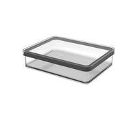Rotho Loft - Tarro rectangular con tapa y junta, apto para alimentos, caja de almacenamiento, utensilios de cocina, organizador - Plástico (SAN) sin BPA, transparente/negro (1 L rectangular)