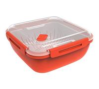 Rotho Memory Microwave Vaporizador de 1,7 l con colador para microondas, Plástico (PP) sin BPA, rojo/transparente, 1.7l (19.5 x 19.5 x 9.1 cm)