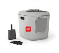 Rotho MyPet BEA XXL Arenero Gato Grande para Gatos con Capucha Azul Negro | Arenero Gatos Cubierto, Puerta Con Imán, Filtro De Carbón Activo, Asa Ergonómica, Capucha Extraíble, 4 Filtros De Recambio