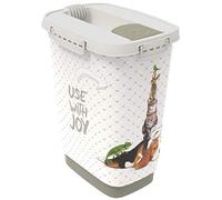 Rotho MyPet Cody Recipiente de comida para mascotas de 10 litros con tapa y solapa para una dosificación práctica, Plástico (PP) sin BPA, antracita/blanco, 10l (24.3 x 17.9 x 32.2 cm)